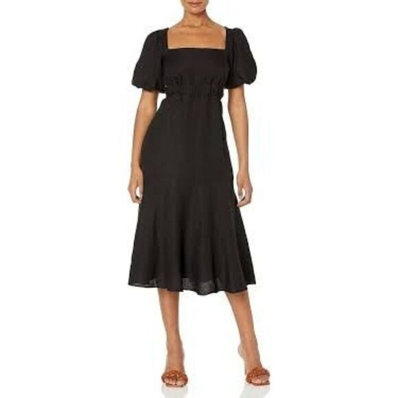 ASTR NWT Linen Blend Cut-Out Dress in Black Size M - Picture 1 of 6